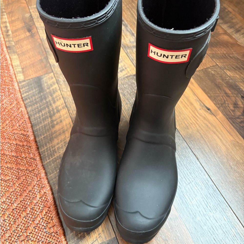 Hunter Matte Black Mid-Calf Rubber Rain Boots